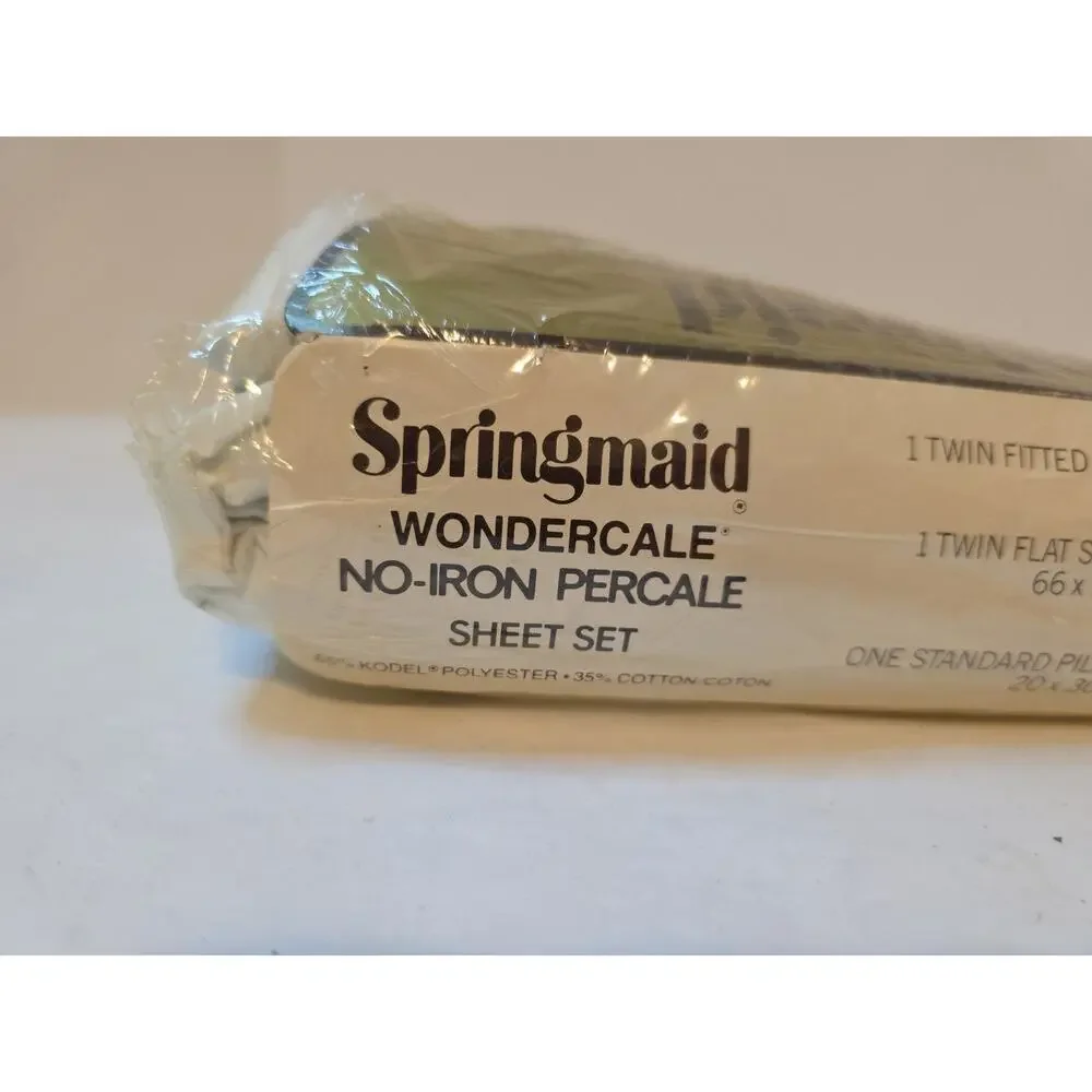 Vtg Springmaid Swiss Manor Twin Sheet Set Flowers Floral White Percale